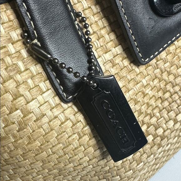Authentic Coach Vintage Straw Rattan Small Handbag Leather COJ6183 Read - Picture 5 of 16